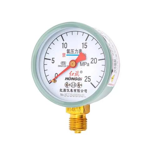 紅旗儀表yo-60氧氣壓力表禁油2.5級(jí)0-25mpa徑向各種氣體壓力表*